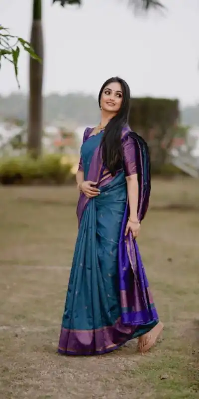 Teal Lichi Silk Jacquard Border Saree | Sarees, Bollywood Sarees, Creative Sarees, Designer Sarees, Embroidered Sarees, Ethnic Saree, Modern Digital sarees, Party Wear Sarees