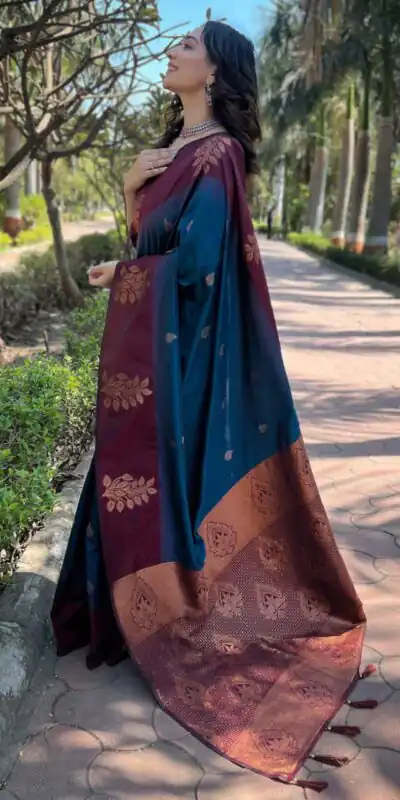 Teal Lichi Silk Jacquard Saree | Sarees, Bollywood Sarees, Creative Sarees, Designer Sarees, Embroidered Sarees, Ethnic Saree, Modern Digital sarees, Party Wear Sarees