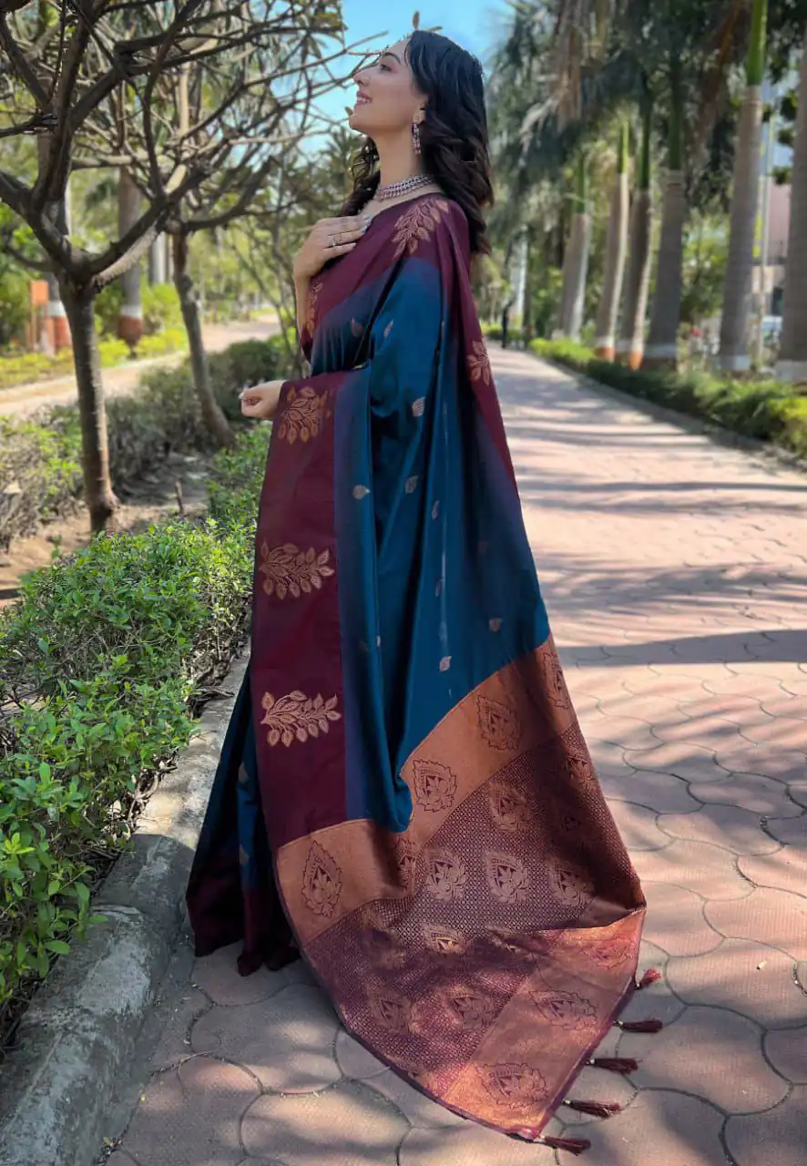 Teal Lichi Silk Jacquard Saree | Sarees, Bollywood Sarees, Creative Sarees, Designer Sarees, Embroidered Sarees, Ethnic Saree, Modern Digital sarees, Party Wear Sarees