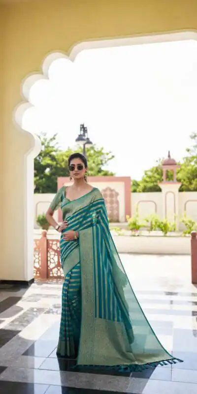 Teal Lichi Silk Lace Border Work Saree | Sarees, Bollywood Sarees, Creative Sarees, Designer Sarees, Embroidered Sarees, Ethnic Saree, Modern Digital sarees, Party Wear Sarees