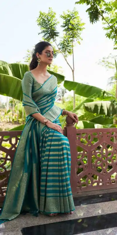Teal Lichi Silk Lace Border Work Saree | Sarees, Bollywood Sarees, Creative Sarees, Designer Sarees, Embroidered Sarees, Ethnic Saree, Modern Digital sarees, Party Wear Sarees
