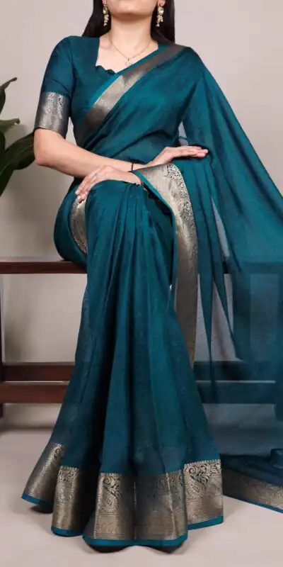 Teal Mass Mello Zari Work Saree | Sarees, Bollywood Sarees, Creative Sarees, Designer Sarees, Embroidered Sarees, Ethnic Saree, Modern Digital sarees, Party Wear Sarees