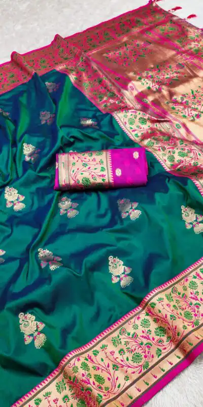 Teal Pethani Silk Zari Lace Weaving Work Saree | Sarees, Bollywood Sarees, Creative Sarees, Designer Sarees, Embroidered Sarees, Ethnic Saree, Modern Digital sarees, Party Wear Sarees