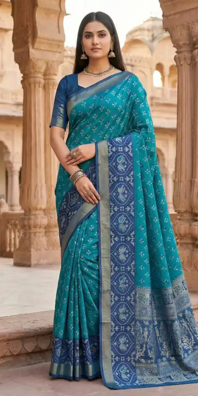 Teal Pochampalli Silk Zari Woven Work Saree | Sarees, Bollywood Sarees, Creative Sarees, Designer Sarees, Embroidered Sarees, Ethnic Saree, Modern Digital sarees, Party Wear Sarees