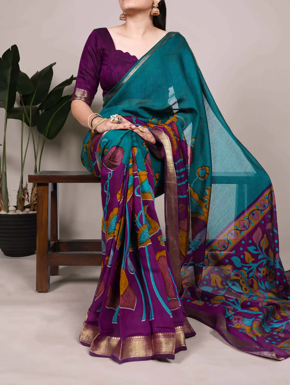 Teal Polyester Printed Saree | Sarees, Bollywood Sarees, Creative Sarees, Designer Sarees, Embroidered Sarees, Ethnic Saree, Modern Digital sarees, Party Wear Sarees