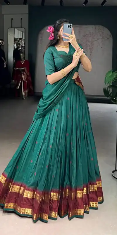 Teal Pure Chanderi Zari Work Lehenga Choli | Lehenga, Bollywood Lehenga, Creative Lehenga, Designer Lehenga, Embroidered Lehenga, Party Wear Lehenga