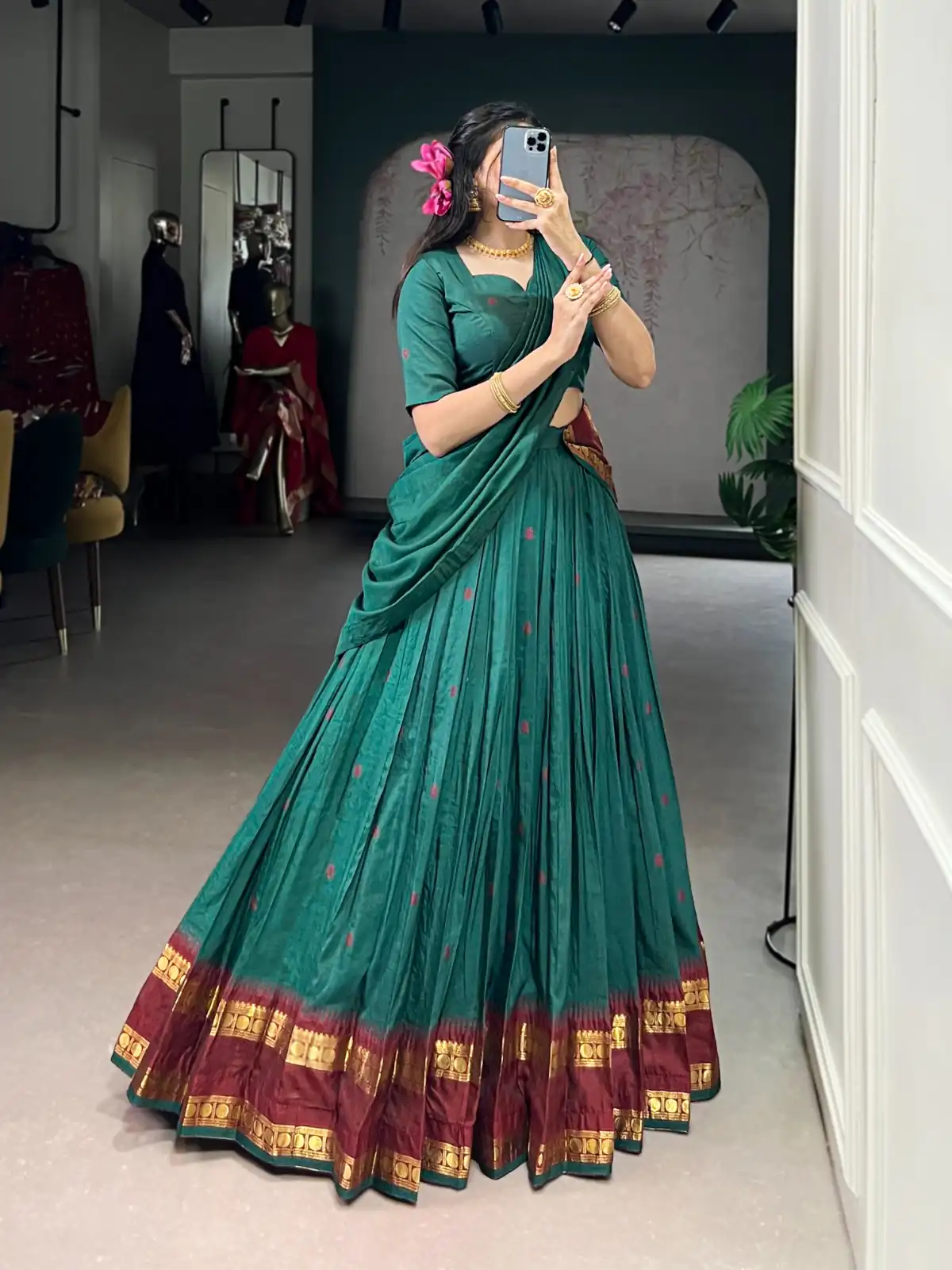 Teal Pure Chanderi Zari Work Lehenga Choli | Lehenga, Bollywood Lehenga, Creative Lehenga, Designer Lehenga, Embroidered Lehenga, Party Wear Lehenga
