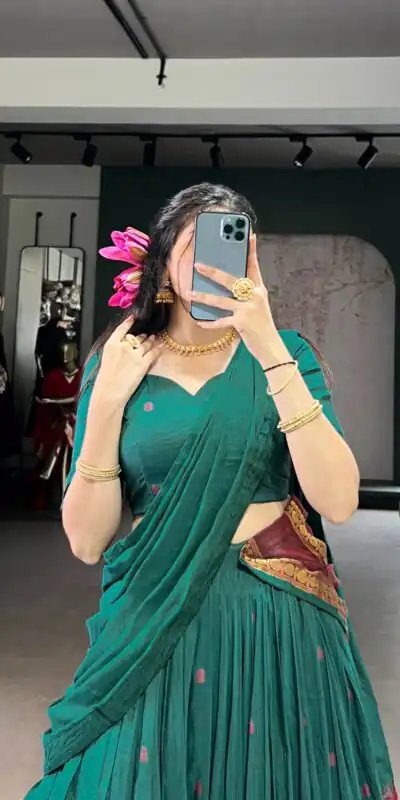 Teal Pure Chanderi Zari Work Lehenga Choli | Lehenga, Bollywood Lehenga, Creative Lehenga, Designer Lehenga, Embroidered Lehenga, Party Wear Lehenga