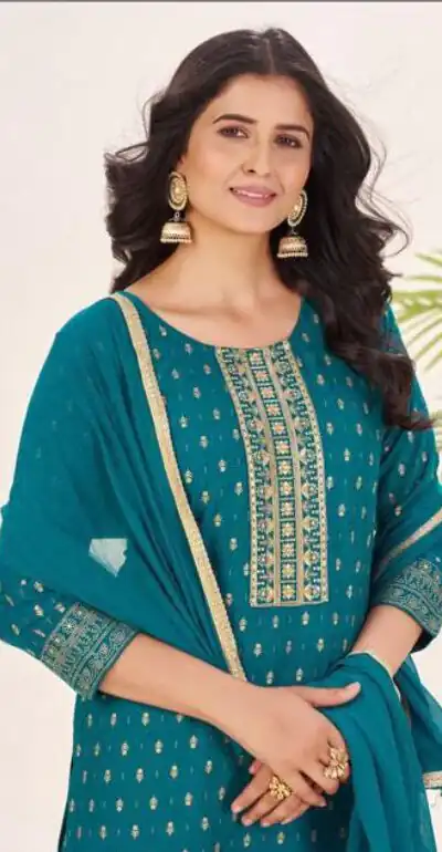 Teal Rayon Lace Embroidery Work Salwar Suit | Jump Suits, Salwar suit, Casual Suits, Creative suits, Designer Suits, Palazzo Suits, Party Wear Suits, Patiala Suits, Straight Suits