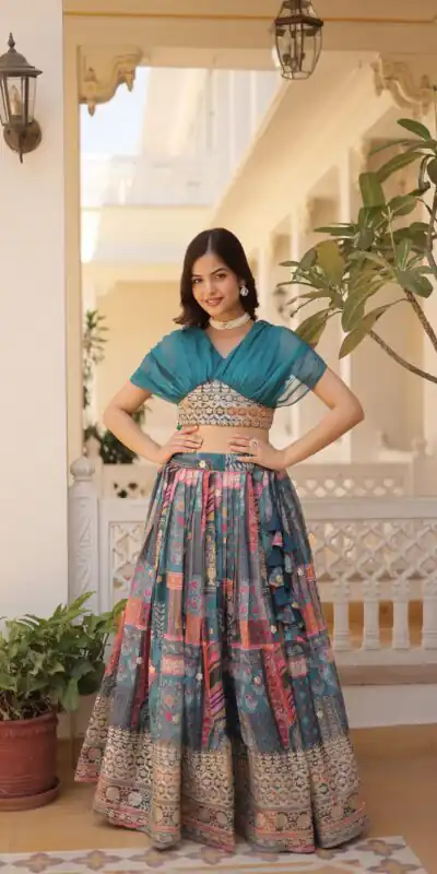 Teal Russian Silk Embroidery Work Lehenga Choli | Lehenga, Bollywood Lehenga, Creative Lehenga, Designer Lehenga, Embroidered Lehenga, Party Wear Lehenga