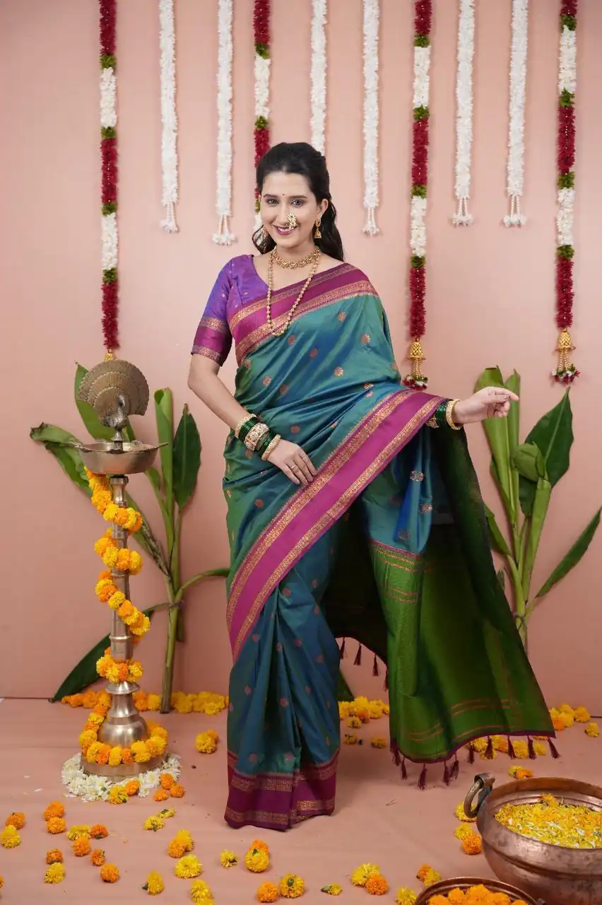Teal Silk Paithni Weaving Zari Work Saree | Sarees, Bollywood Sarees, Creative Sarees, Designer Sarees, Embroidered Sarees, Ethnic Saree, Modern Digital sarees, Party Wear Sarees