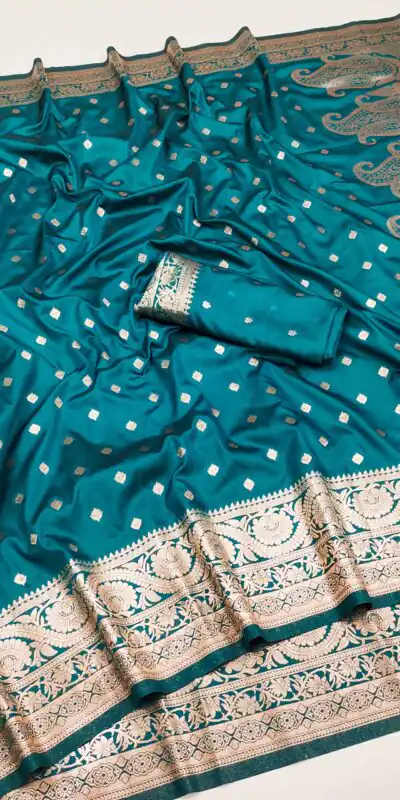 Teal Soft Banarasi Silk Zari Lace Work Saree | Sarees, Bollywood Sarees, Creative Sarees, Designer Sarees, Embroidered Sarees, Ethnic Saree, Modern Digital sarees, Party Wear Sarees
