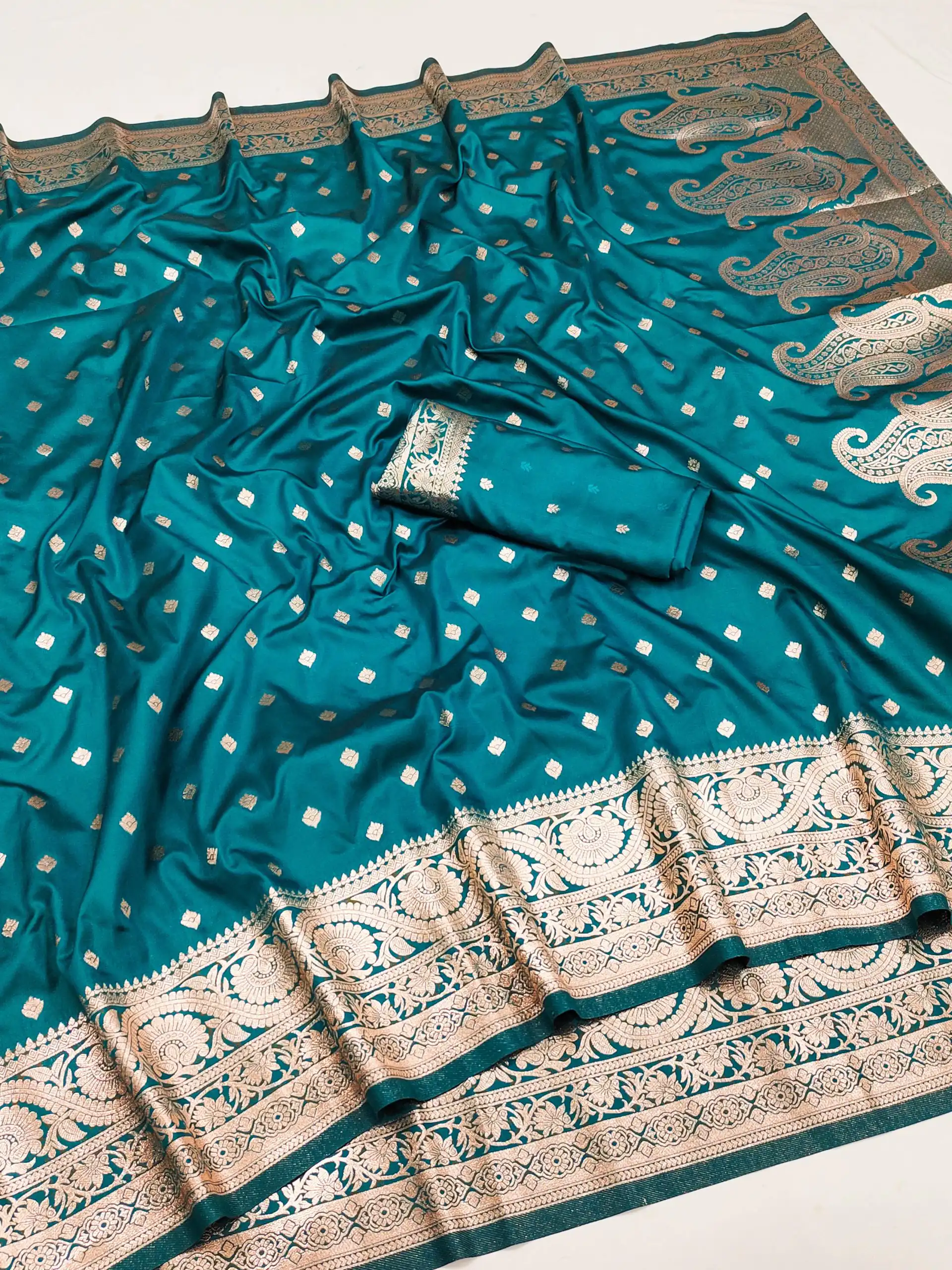 Teal Soft Banarasi Silk Zari Lace Work Saree | Sarees, Bollywood Sarees, Creative Sarees, Designer Sarees, Embroidered Sarees, Ethnic Saree, Modern Digital sarees, Party Wear Sarees
