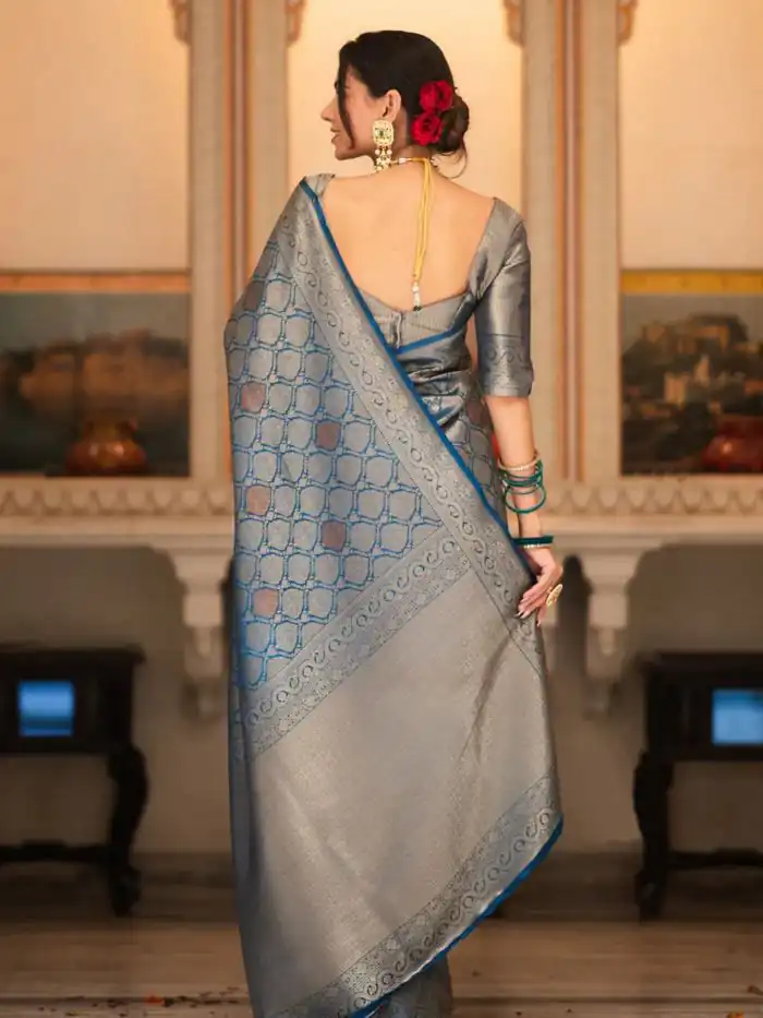 Teal Soft Lichi With Jacquard Work Silk Saree | Sarees, Bollywood Sarees, Creative Sarees, Designer Sarees, Embroidered Sarees, Ethnic Saree, Modern Digital sarees, Party Wear Sarees