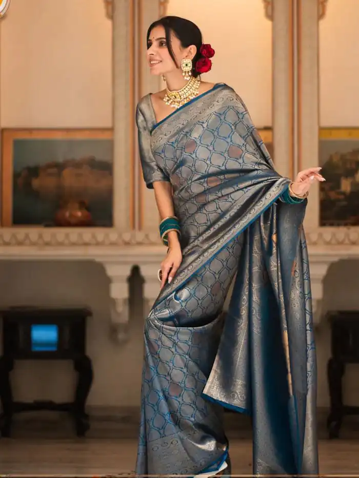 Teal Soft Lichi With Jacquard Work Silk Saree | Sarees, Bollywood Sarees, Creative Sarees, Designer Sarees, Embroidered Sarees, Ethnic Saree, Modern Digital sarees, Party Wear Sarees