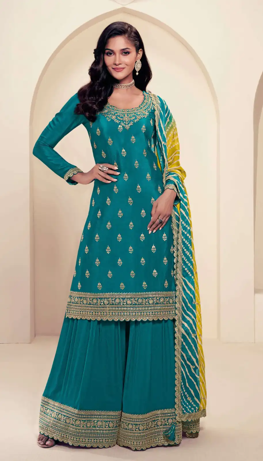 Teal Viscose Chinon With Zari Work Salwar Suit | Jump Suits, Tops & Bottoms, Track Suits, Salwar suit, Casual Suits, Creative suits, Designer Suits, Palazzo Suits, Party Wear Suits, Patiala Suits, Straight Suits, Trendy Wear