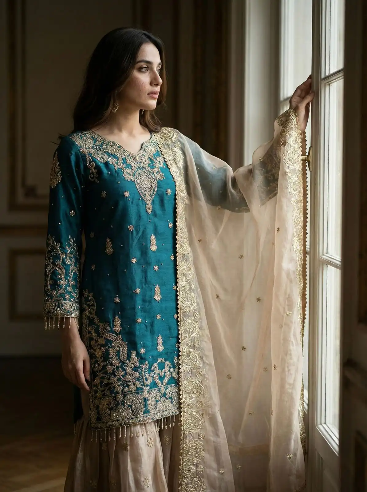Teal Zimmy Choo Silk Embroidery Work Slwar Suit | Jump Suits, Tops & Bottoms, Track Suits, Salwar suit, Casual Suits, Creative suits, Designer Suits, Palazzo Suits, Party Wear Suits, Patiala Suits, Straight Suits, Trendy Wear