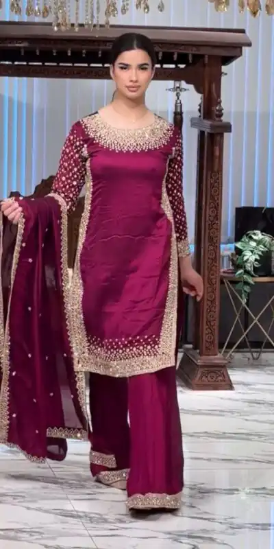 ZB 5056 Rani Pink in Natural Crepe Embroidery Work Salwar Suit . Wedding, Party, Festive, Events, Get it for ₹2199. Delivery 4-6 Working Days. Shop now. | Jump Suits, Salwar suit, Casual Suits, Creative suits, Designer Suits, Palazzo Suits, Party Wear Suits, Patiala Suits, Straight Suits
