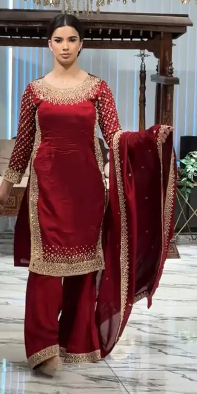 ZB 5056 Red in Color Natural Crepe Embroidery Work Salwar Suit . Wedding, Party, Festive, Events, Get it for ₹2199. Delivery 4-6 Working Days. Shop now. | Jump Suits, Salwar suit, Casual Suits, Creative suits, Designer Suits, Palazzo Suits, Party Wear Suits, Patiala Suits, Straight Suits