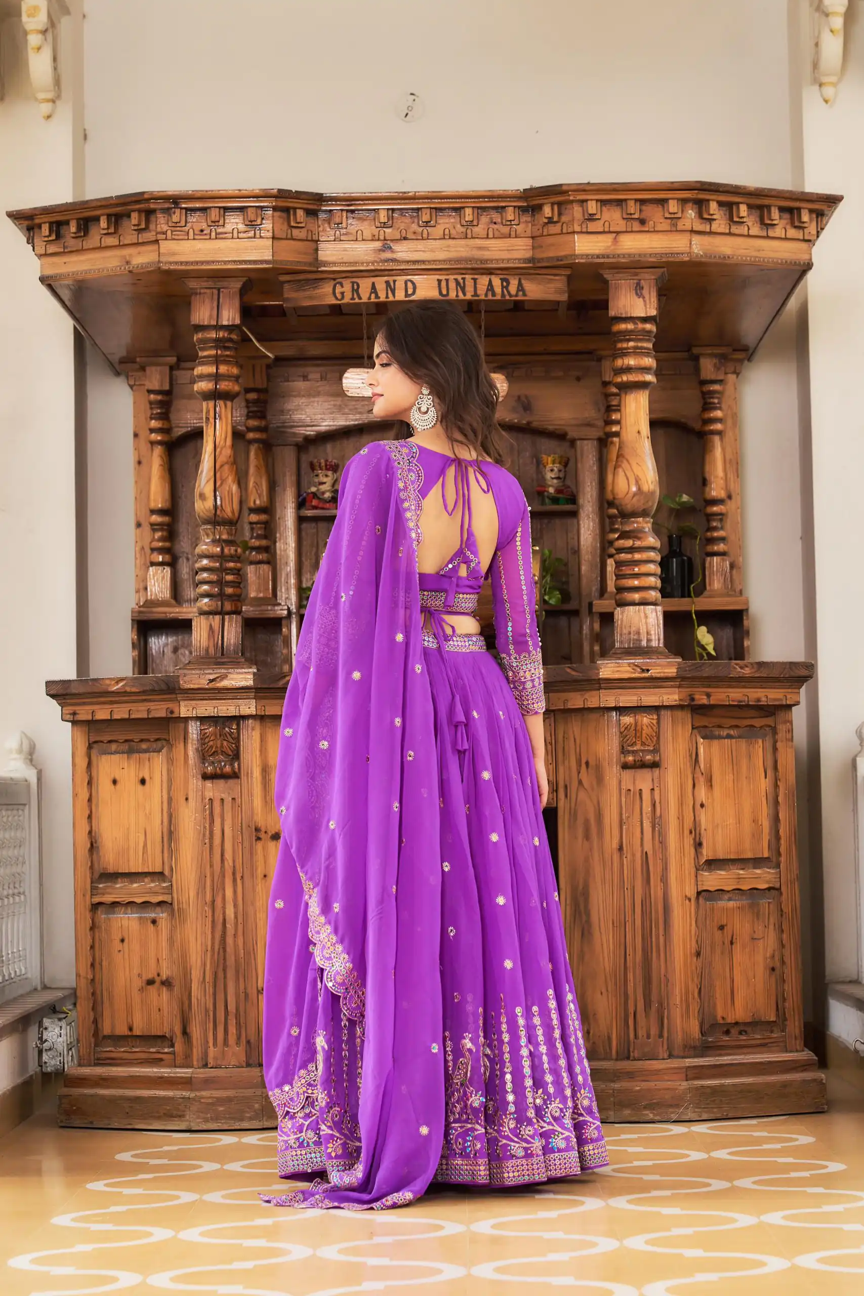 Violet Georgette Multi Sequence Work Lehenga Choli | Lehenga, Bollywood Lehenga, Creative Lehenga, Designer Lehenga, Embroidered Lehenga, Party Wear Lehenga