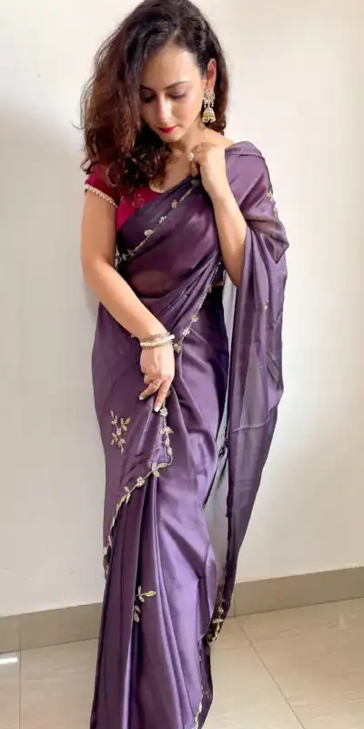 Violet Rangoli Silk Handwork Cutwork Pearl Saree | Sarees, Bollywood Sarees, Creative Sarees, Designer Sarees, Embroidered Sarees, Ethnic Saree, Modern Digital sarees, Party Wear Sarees