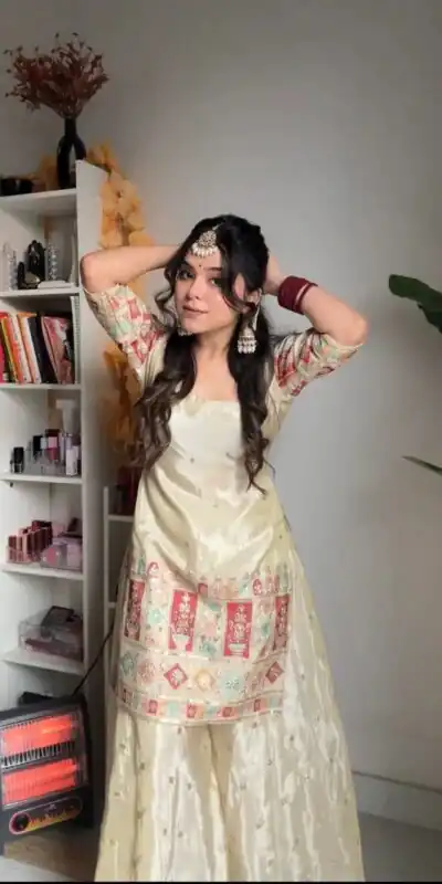 White Chinnon Silk Embroidery Work Salwar Suit | Jump Suits, Salwar suit, Casual Suits, Creative suits, Designer Suits, Palazzo Suits, Party Wear Suits, Patiala Suits, Straight Suits