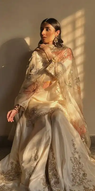 White Chinnon Silk With Embroidery Work Sharara Suit | Jump Suits, Salwar suit, Casual Suits, Creative suits, Designer Suits, Palazzo Suits, Party Wear Suits, Patiala Suits, Straight Suits