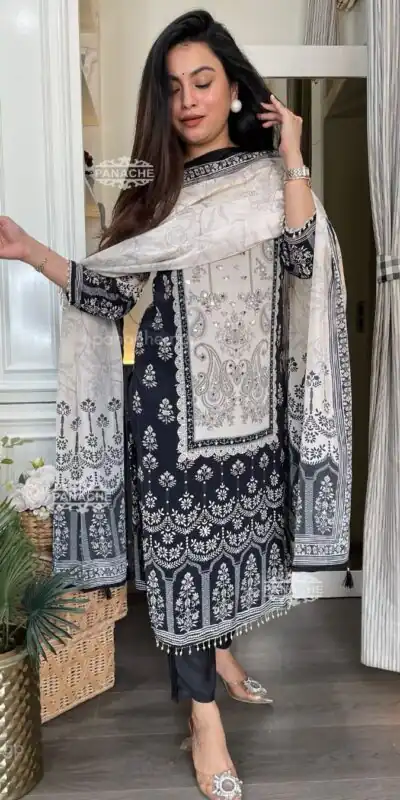 White Chinon Printed Mirror Work Salwar Suit | Jump Suits, Salwar suit, Casual Suits, Creative suits, Designer Suits, Palazzo Suits, Party Wear Suits, Patiala Suits, Straight Suits