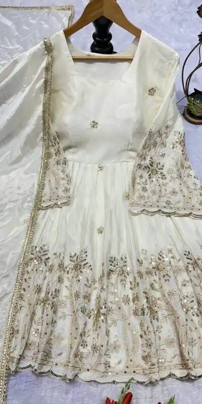 White Chinon Silk Lace Embroidery Work Salwar Suit | Jump Suits, Salwar suit, Casual Suits, Creative suits, Designer Suits, Palazzo Suits, Party Wear Suits, Patiala Suits, Straight Suits