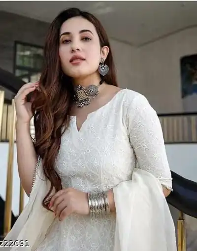 White Cotton Chikan Sevens Lace Work Gown | Gowns, Bollywood Gowns, Creative Gowns, Designer Gowns, Embroidered Gowns, Party Wear Gowns