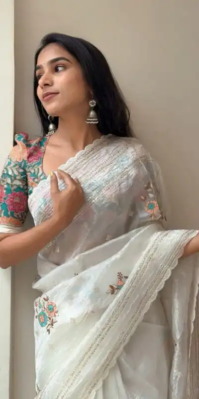 White Crush Organza Sequins Work Saree | Sarees, Bollywood Sarees, Creative Sarees, Designer Sarees, Embroidered Sarees, Ethnic Saree, Modern Digital sarees, Party Wear Sarees