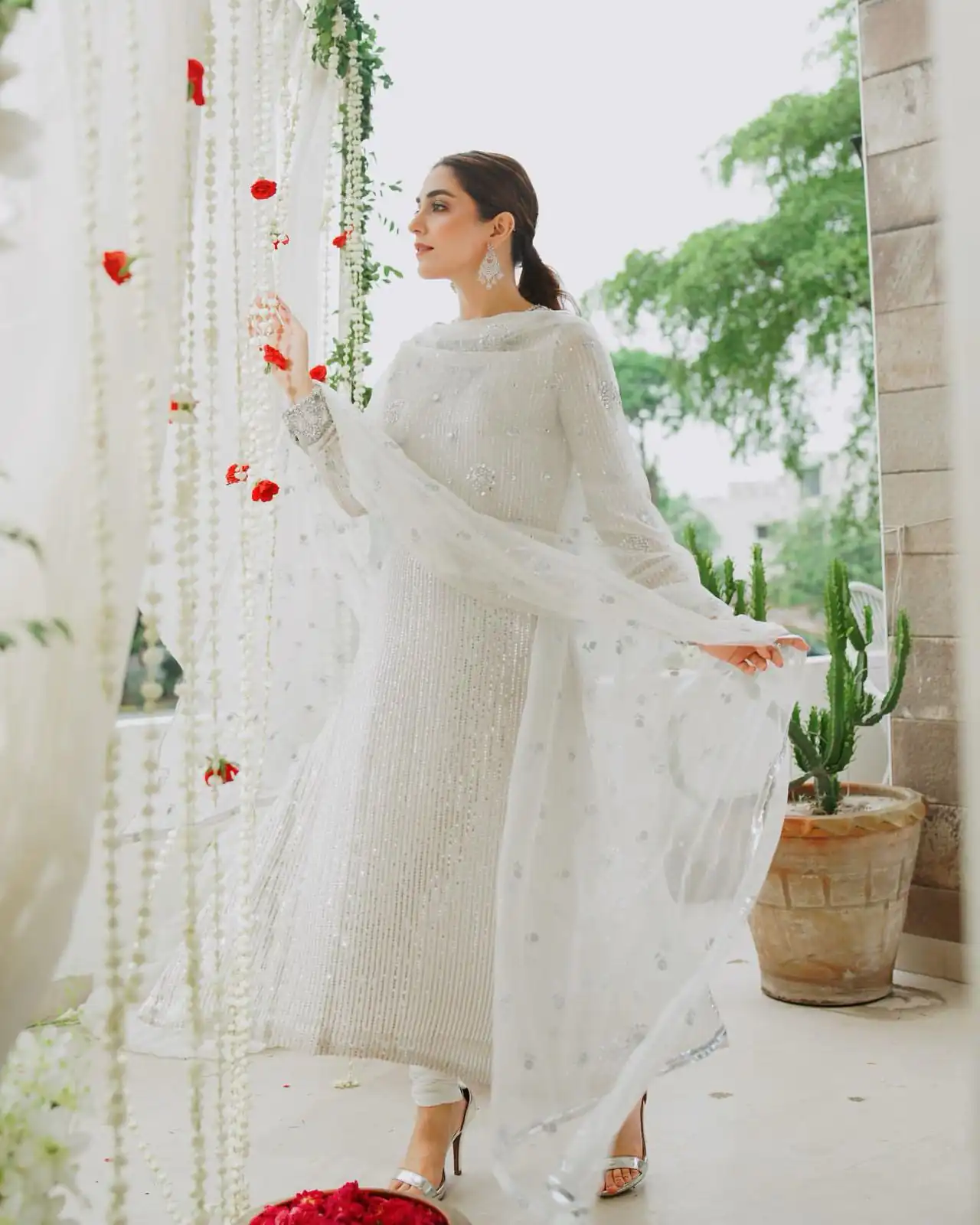 White Faux Georgette Embroidery Sequence Work Salwar Suit | Jump Suits, Salwar suit, Casual Suits, Creative suits, Designer Suits, Palazzo Suits, Party Wear Suits, Patiala Suits, Straight Suits