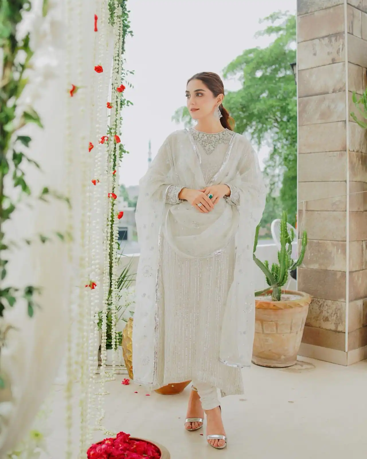 White Faux Georgette Embroidery Sequence Work Salwar Suit | Jump Suits, Salwar suit, Casual Suits, Creative suits, Designer Suits, Palazzo Suits, Party Wear Suits, Patiala Suits, Straight Suits