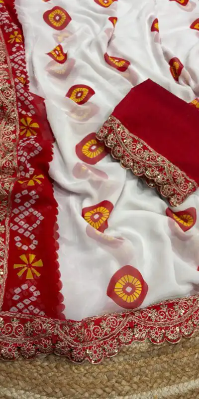 White Georgette Codding Sequence Cutwork Lace Border Saree | Sarees, Bollywood Sarees, Creative Sarees, Designer Sarees, Embroidered Sarees, Ethnic Saree, Modern Digital sarees, Party Wear Sarees