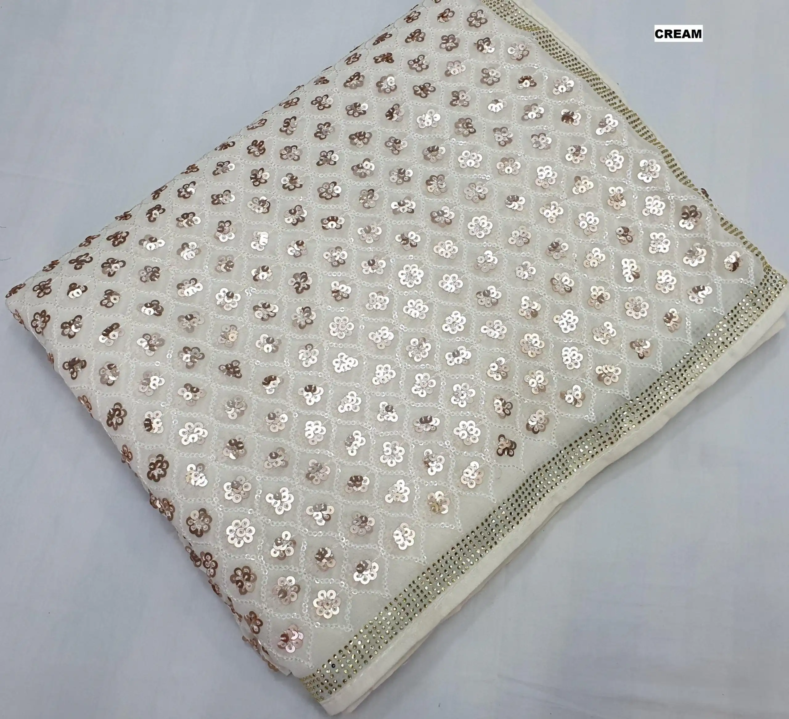 White Georgette Dual Sequins Embroidery Sequins Work Saree | Sarees, Bollywood Sarees, Creative Sarees, Designer Sarees, Embroidered Sarees, Ethnic Saree, Modern Digital sarees, Party Wear Sarees