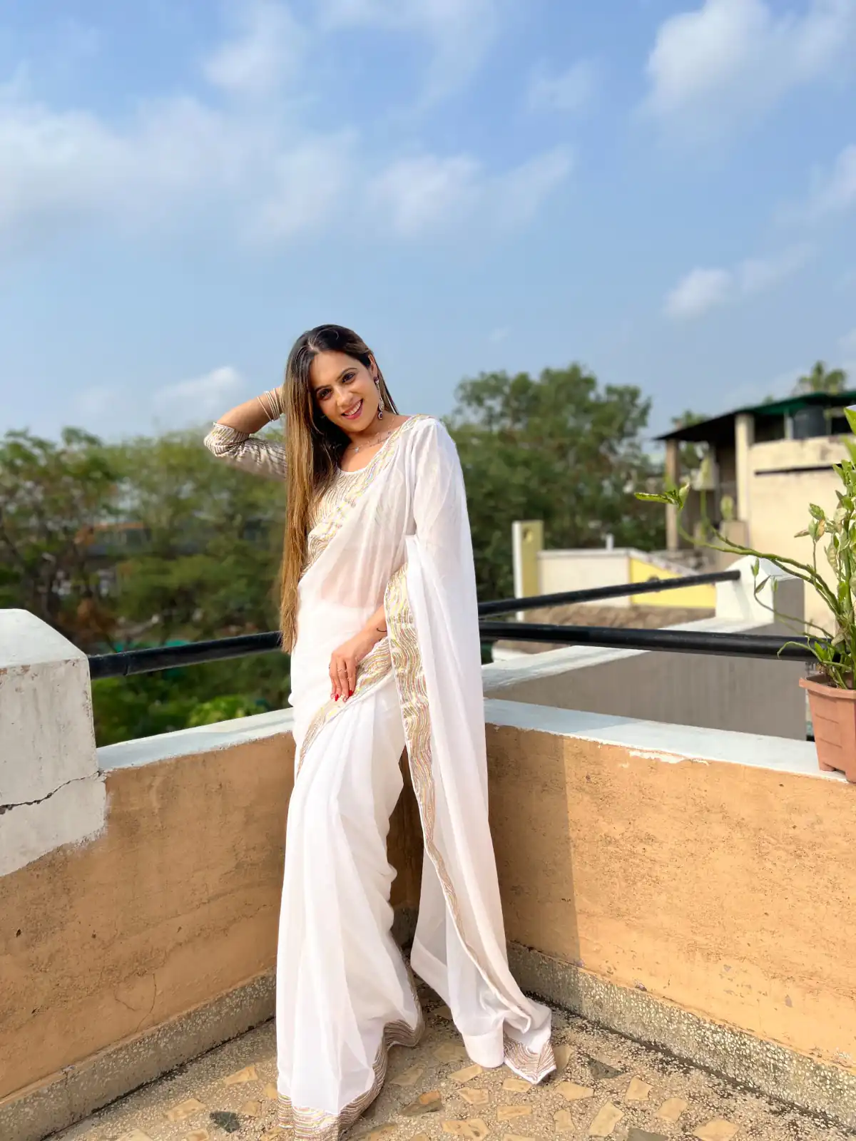 White Georgette Heavy Sequin Saree | Sarees, Bollywood Sarees, Creative Sarees, Designer Sarees, Embroidered Sarees, Ethnic Saree, Modern Digital sarees, Party Wear Sarees