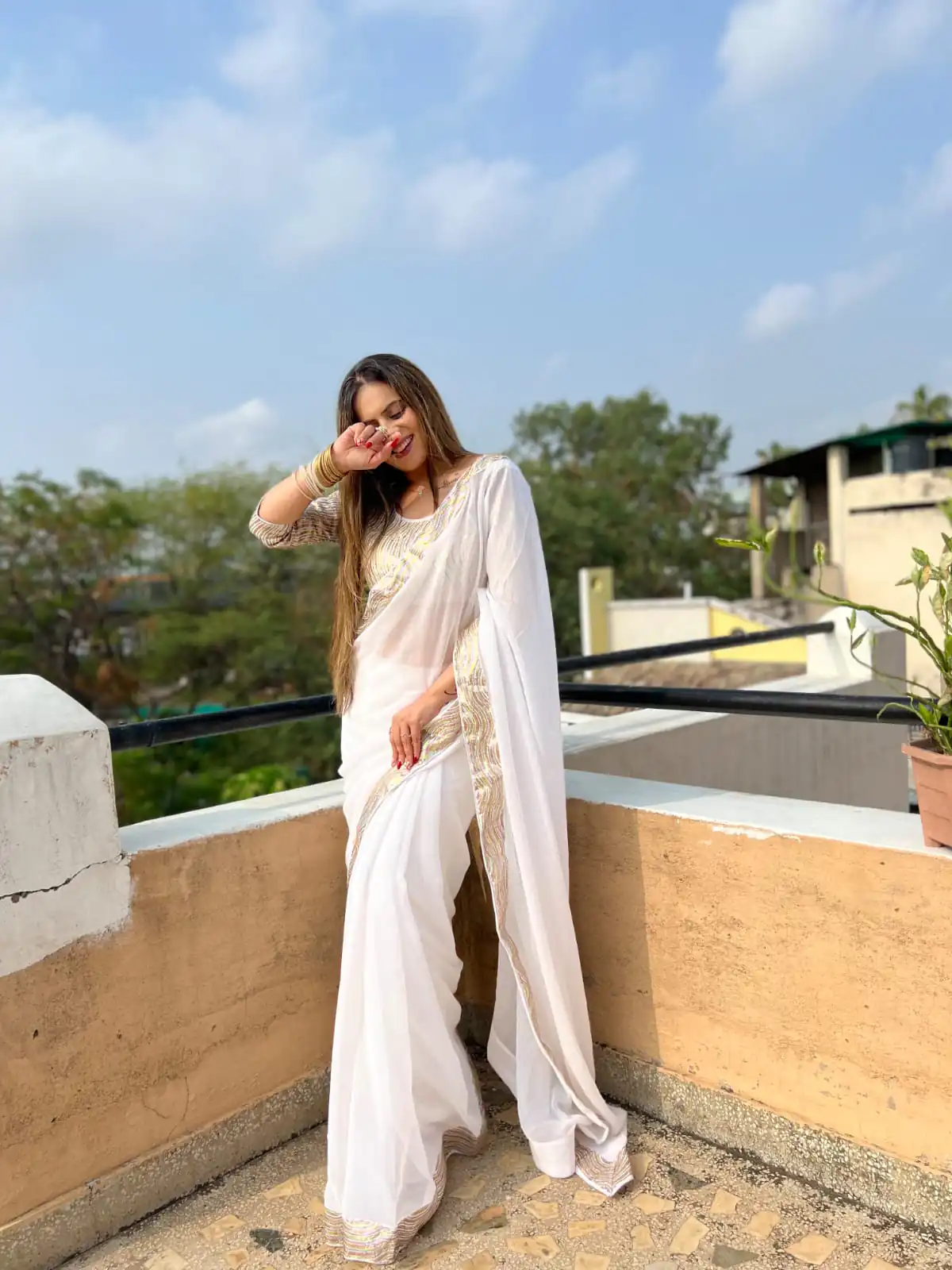 White Georgette Sequence Work Lace Saree | Sarees, Bollywood Sarees, Creative Sarees, Designer Sarees, Embroidered Sarees, Ethnic Saree, Modern Digital sarees, Party Wear Sarees