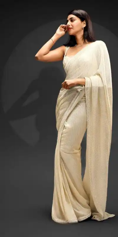 White Georgette Sequins Embroidery Work Saree | Sarees, Bollywood Sarees, Creative Sarees, Designer Sarees, Embroidered Sarees, Ethnic Saree, Modern Digital sarees, Party Wear Sarees