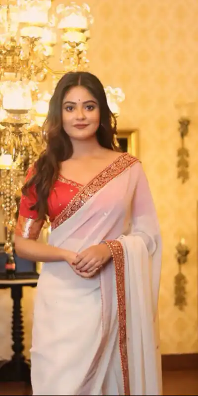 White Georgette Zari Work Saree | Sarees, Bollywood Sarees, Creative Sarees, Designer Sarees, Embroidered Sarees, Ethnic Saree, Modern Digital sarees, Party Wear Sarees