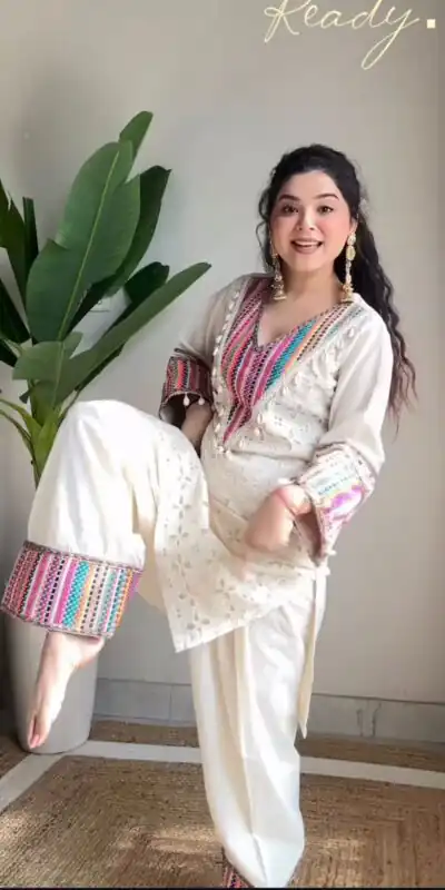 White Khadi Cotton Thread Work Salwar Suit | Jump Suits, Tops & Bottoms, Track Suits, Salwar suit, Casual Suits, Creative suits, Designer Suits, Palazzo Suits, Party Wear Suits, Patiala Suits, Straight Suits, Trendy Wear