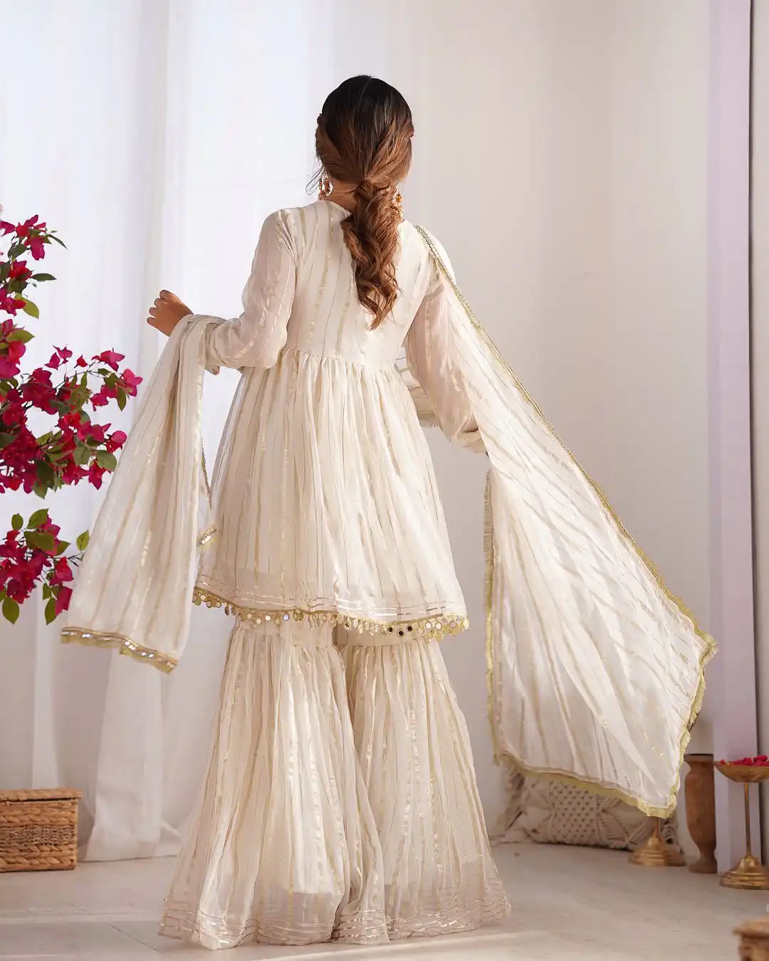 White Mal Chanderi Mirror Work Salwar Suit | Jump Suits, Tops & Bottoms, Track Suits, Salwar suit, Casual Suits, Creative suits, Designer Suits, Palazzo Suits, Party Wear Suits, Patiala Suits, Straight Suits, Trendy Wear
