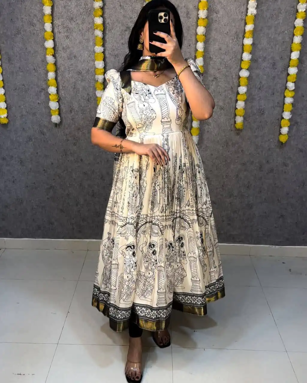 White Malai Satin Digital Kalamkari Print Gown | Gowns, Bollywood Gowns, Creative Gowns, Designer Gowns, Embroidered Gowns, Party Wear Gowns