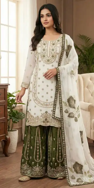 White Organza Silk Digital Print Embroidery Salwar Suit | Jump Suits, Salwar suit, Casual Suits, Creative suits, Designer Suits, Palazzo Suits, Party Wear Suits, Patiala Suits, Straight Suits