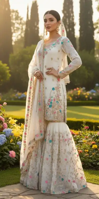 White Organza Silk Sequence Moti Work Salwar Suit | Jump Suits, Salwar suit, Casual Suits, Creative suits, Designer Suits, Palazzo Suits, Party Wear Suits, Patiala Suits, Straight Suits