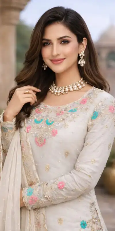 White Organza Silk Sequence Moti Work Salwar Suit | Jump Suits, Salwar suit, Casual Suits, Creative suits, Designer Suits, Palazzo Suits, Party Wear Suits, Patiala Suits, Straight Suits