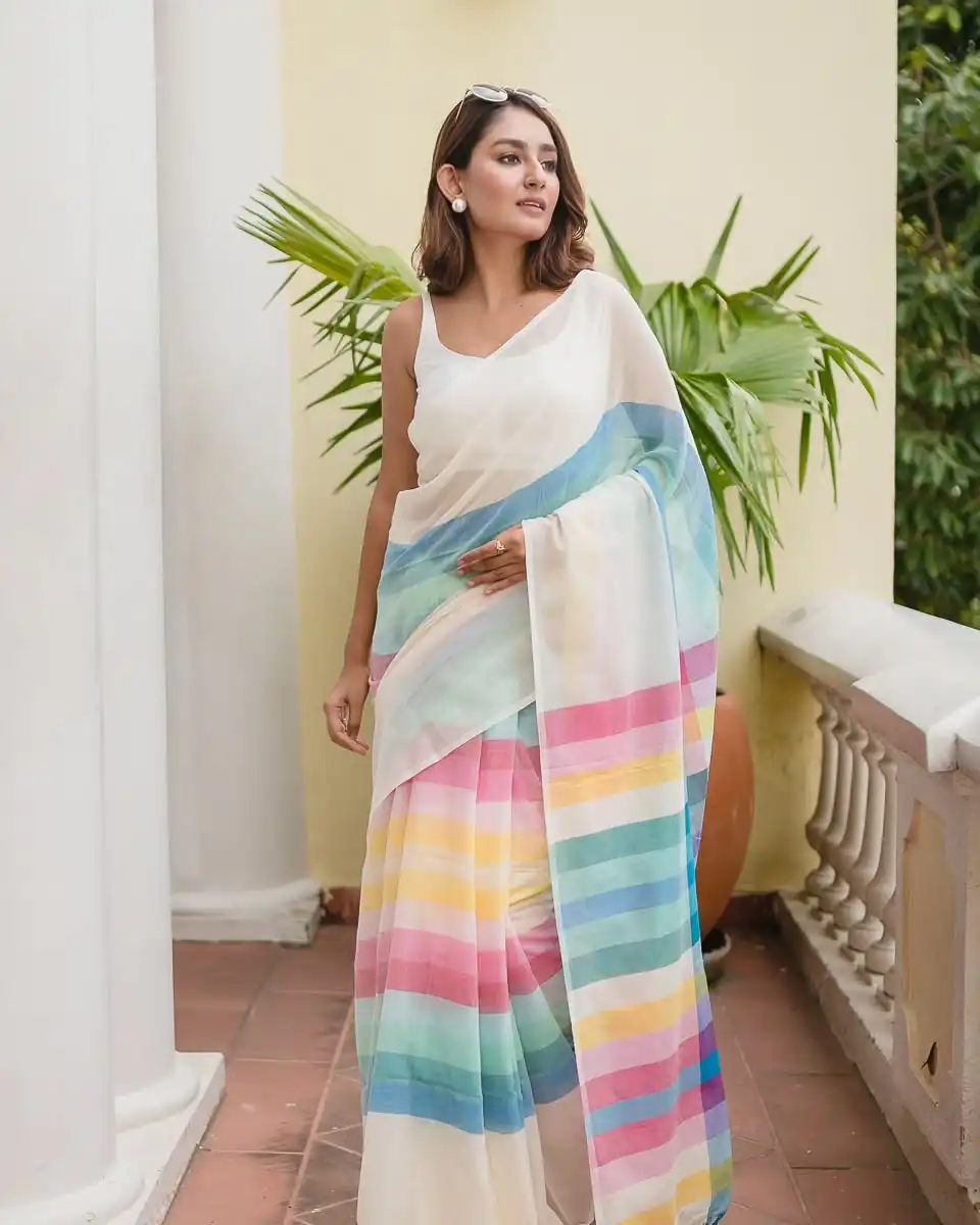 White Soft Cotton With Digital Print Saree | Sarees, Bollywood Sarees, Creative Sarees, Designer Sarees, Embroidered Sarees, Ethnic Saree, Modern Digital sarees, Party Wear Sarees