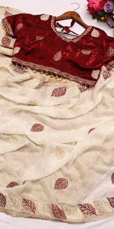 White Soft Fandy Silk Embroidery Lace Work Saree | Sarees, Bollywood Sarees, Creative Sarees, Designer Sarees, Embroidered Sarees, Ethnic Saree, Modern Digital sarees, Party Wear Sarees