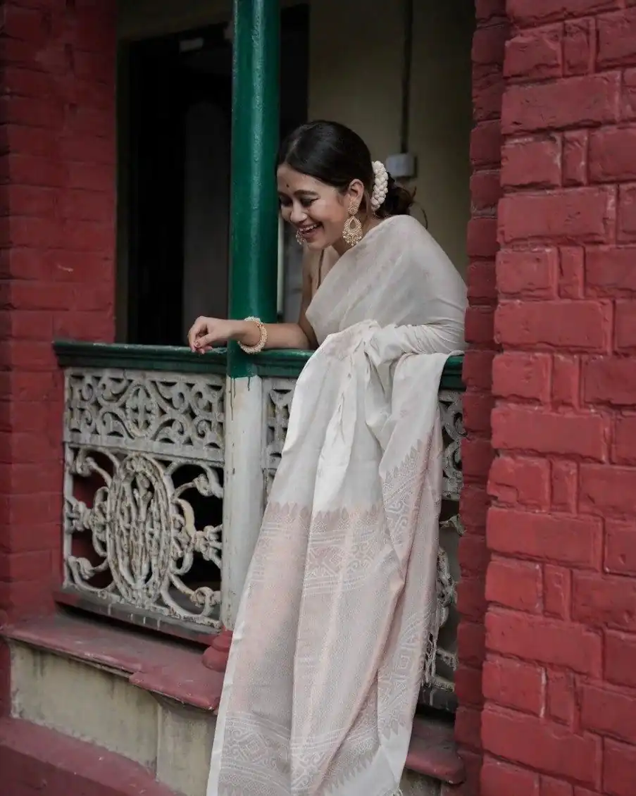 White Soft Lichi Silk Border Lace Saree | Sarees, Bollywood Sarees, Creative Sarees, Designer Sarees, Embroidered Sarees, Ethnic Saree, Modern Digital sarees, Party Wear Sarees