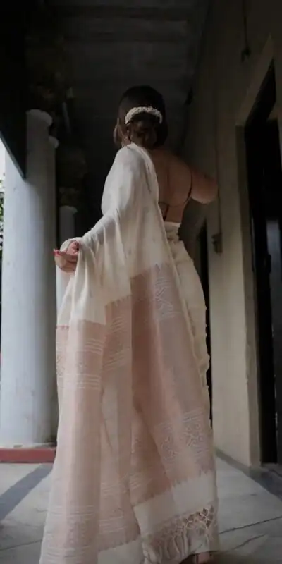 White Soft Lichi Silk Border Lace Saree | Sarees, Bollywood Sarees, Creative Sarees, Designer Sarees, Embroidered Sarees, Ethnic Saree, Modern Digital sarees, Party Wear Sarees