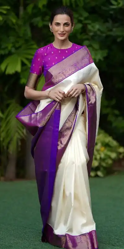 White Soft Lichi Silk Cloth Lace Border Work Saree | Sarees, Bollywood Sarees, Creative Sarees, Designer Sarees, Embroidered Sarees, Ethnic Saree, Modern Digital sarees, Party Wear Sarees